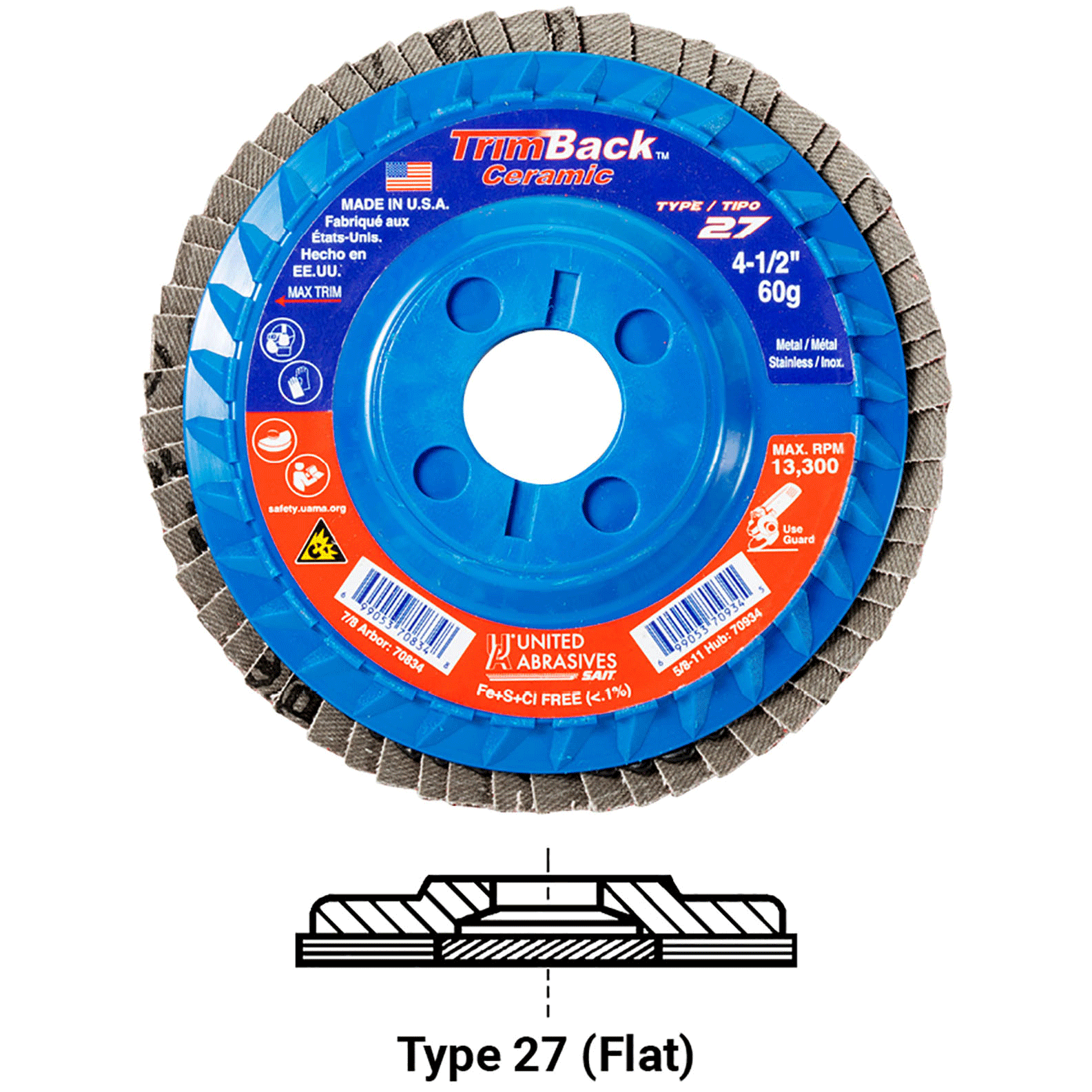 TRIMBACK™ Ceramic - Type 27 - Regular Density Flap Disc