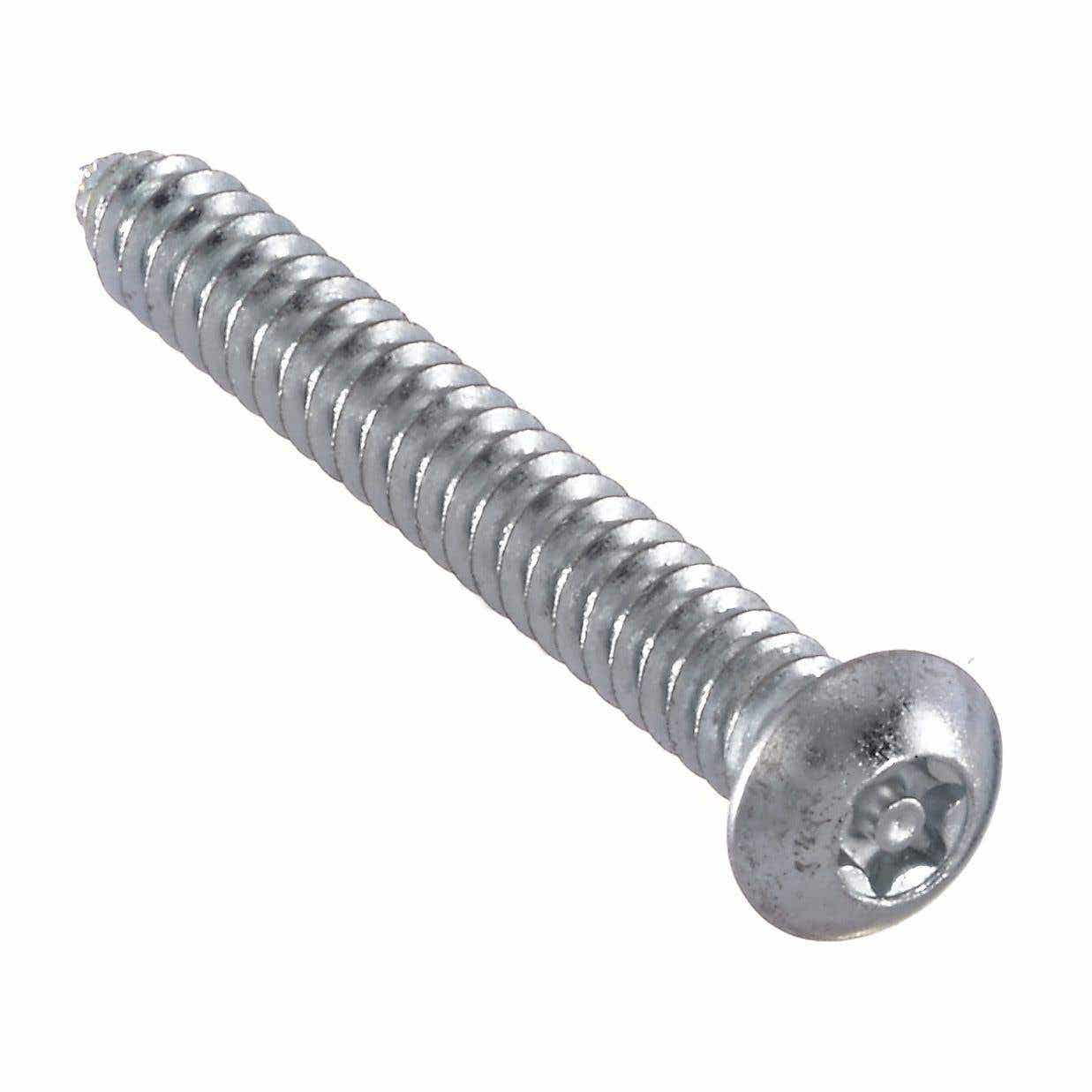 Torx® Equivalent 6-Lobe Button Head Sheet Metal Screws, Case Hardened Steel Zinc Plated