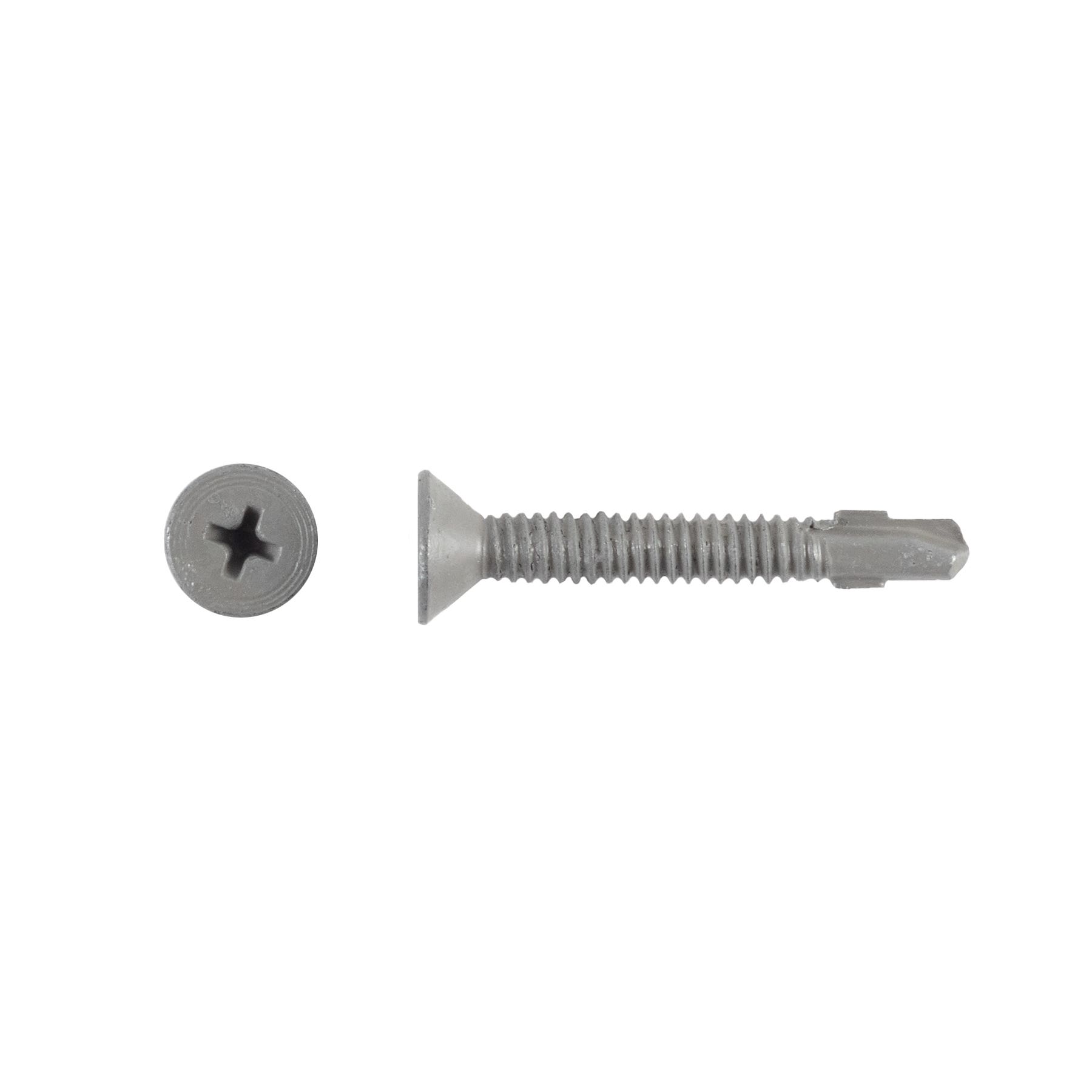 #10-24 x 1-7/16'' Teks® 3 with Wings Wood-to-Metal Self-Drilling Screws, Phillips, Gray Climaseal™, 1082000