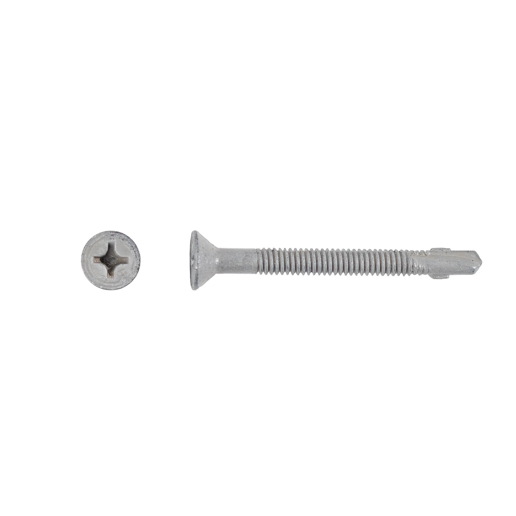 #12-24 x 2-1/4'' Teks® 4 with Wings Wood-to-Metal Self-Drilling Screws, Phillips, Gray Climaseal™, 1092000