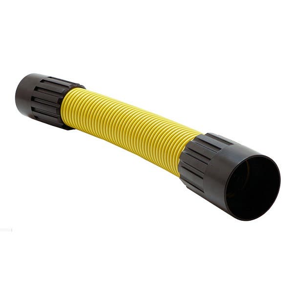 12" Stub Hose, 2" Hose Ends, Use with "Y" Connector, Yellow, Dustless 14173