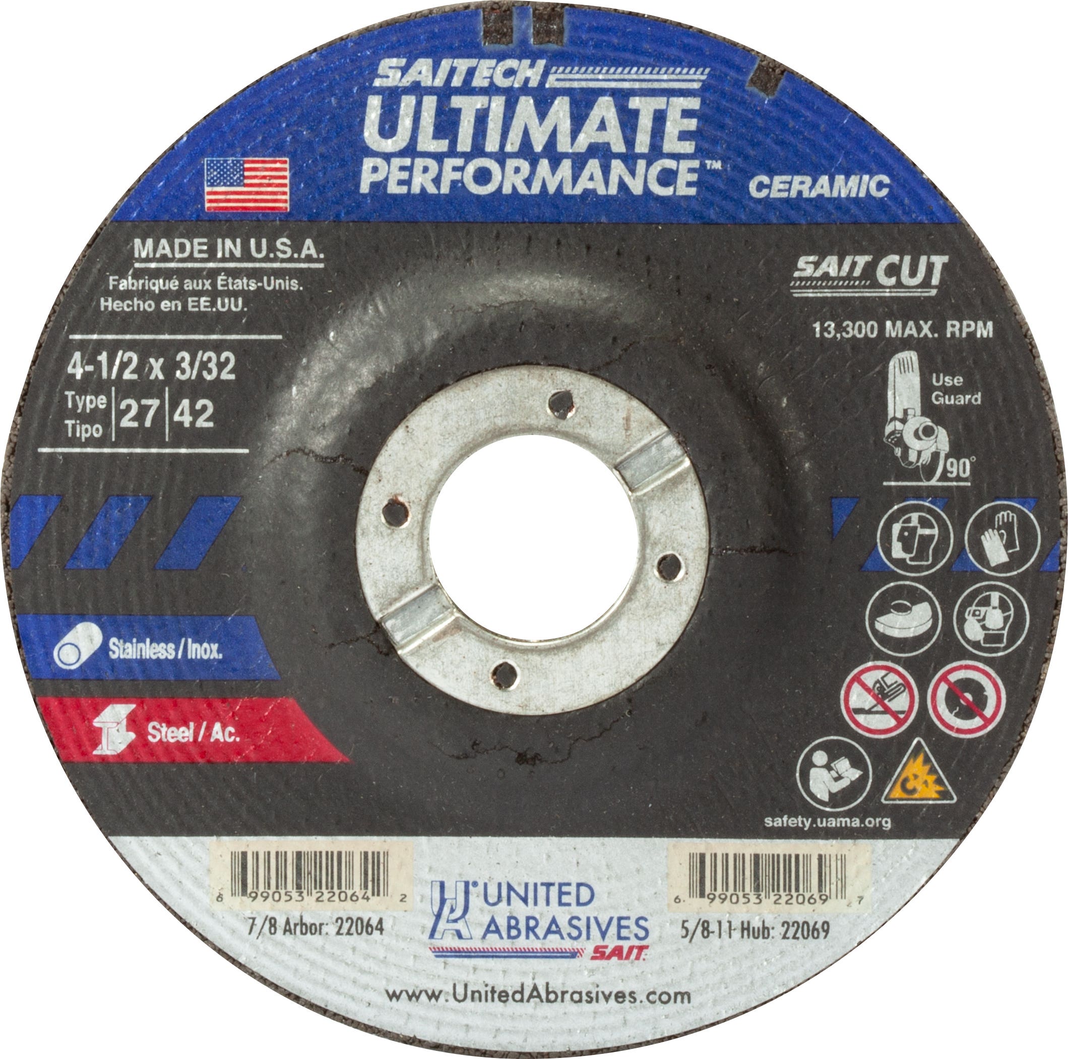 Type 27 cutting outlet wheel