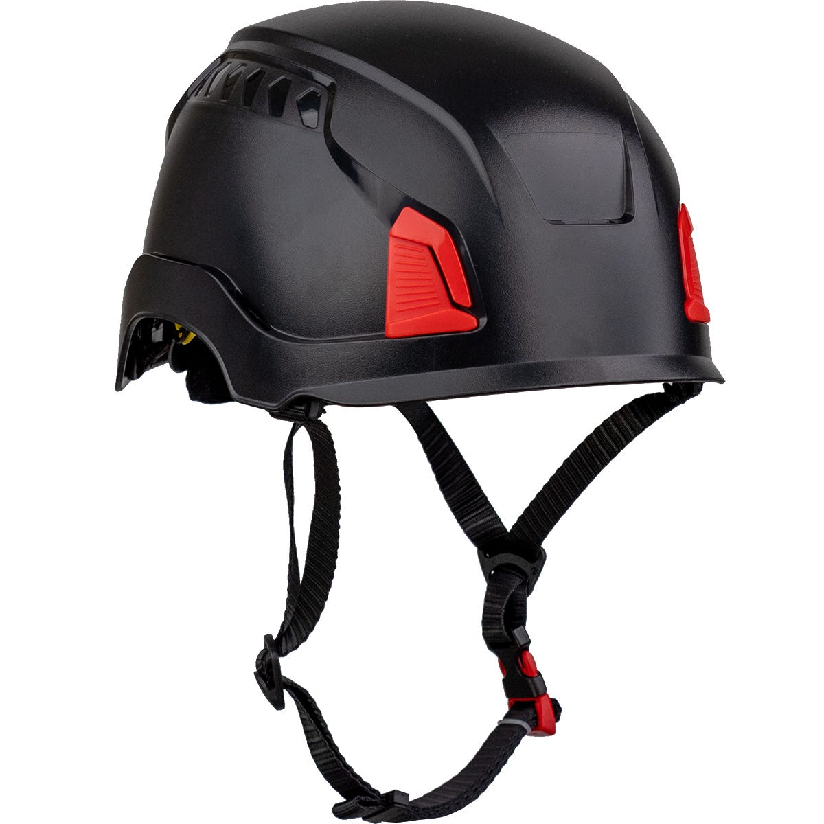Traverse™ Industrial Climbing Helmet, Type II ANSI, Polycarbonate/ABS, 4-Point Chin Strap, Black