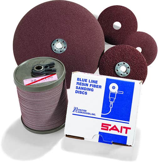 5" x 7/8" 2A Aluminum Oxide Grain Fiber Discs, 120 Grit, Bulk Pack, United Abrasives 53120