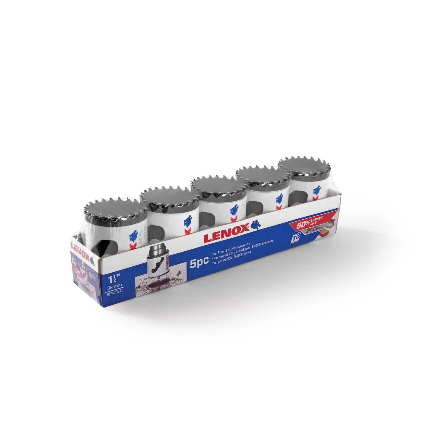 1-1/2" (38mm) Lenox Contractor's Hole Saw 5-Pack, 10740B24L