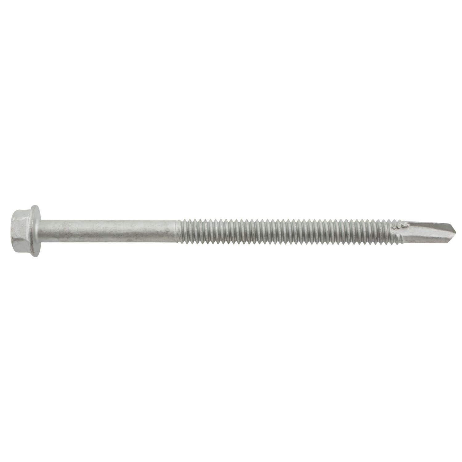 1/4-20 x 4" Dril-Flex Structural Self-Drilling Screws, 3/8 Hex Washer Head, #4 Point, Alloy Steel with Stalgard SUB Coating