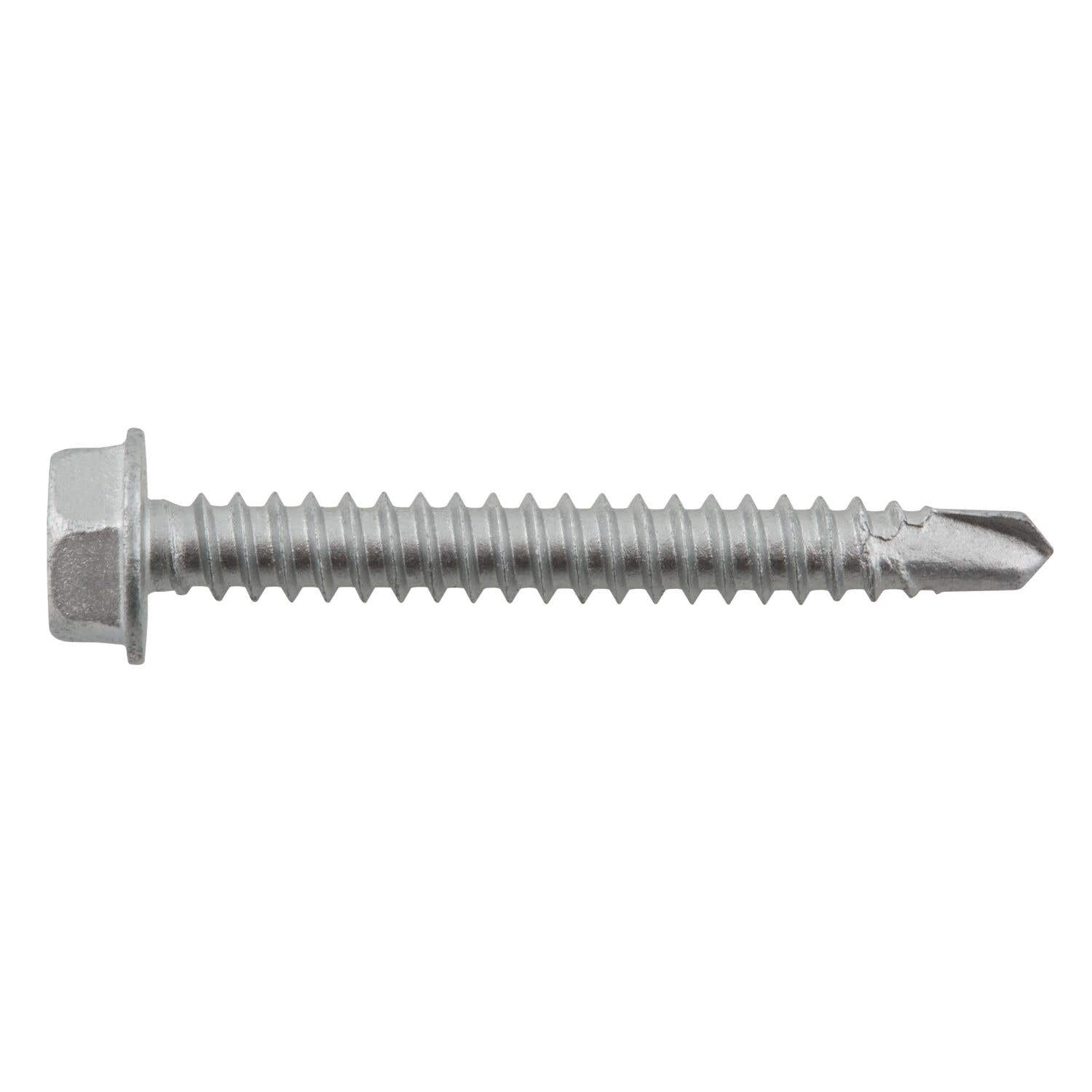 #10-16 x 1-1/2" Bi-Flex 300 Series Bi-Metal Self-Drilling Screws, 5/16" Hex Washer Head, #2 Point, Hardened Steel Tapping Threads and Point, 18-8 Stainless Steel Head and Shank with Stalgard GB Coating