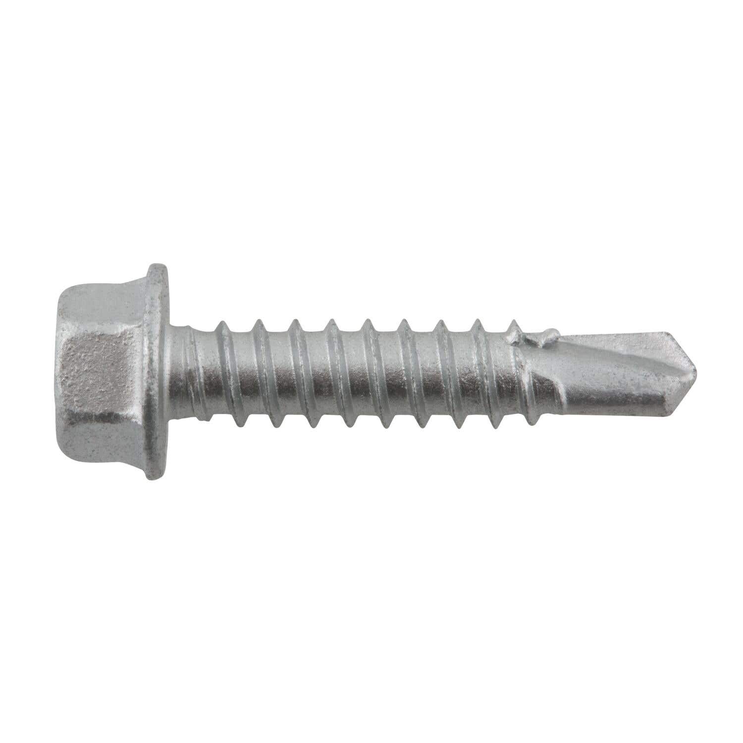 #12-14 x 1" Bi-Flex 300 Series Bi-Metal Self-Drilling Screws, 5/16" Hex Washer Head, #2 Point, Hardened Steel Tapping Threads and Point, 18-8 Stainless Steel Head and Shank with Stalgard GB Coating