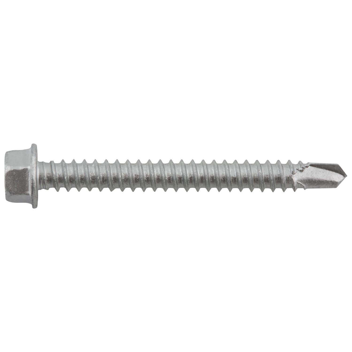 #12-14 x 2" Bi-Flex 300 Series Bi-Metal Self-Drilling Screws, 5/16" Hex Washer Head, #2 Point, Hardened Steel Tapping Threads and Point, 18-8 Stainless Steel Head and Shank with Stalgard GB Coating