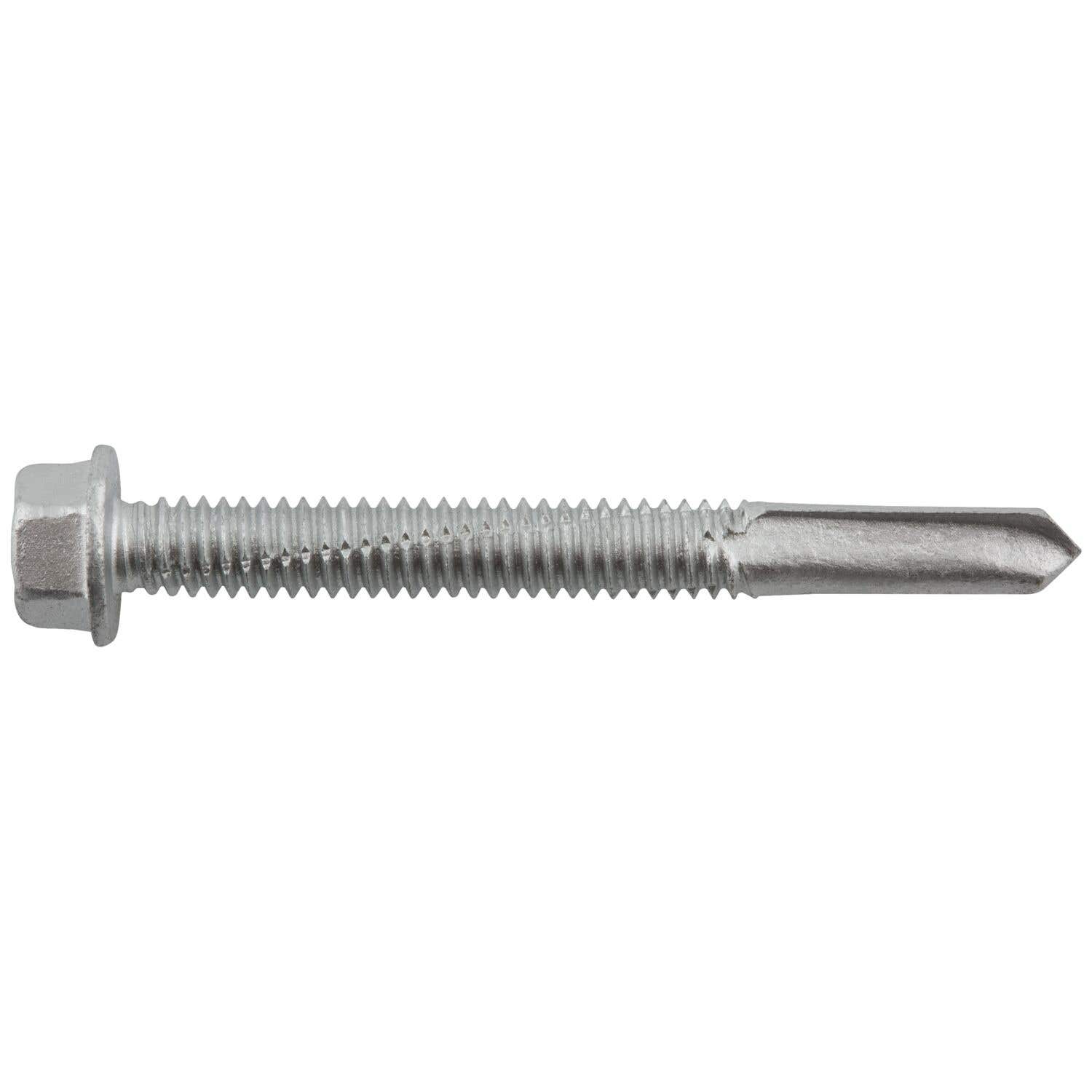 #12-24 x 2" Bi-Flex 300 Series Bi-Metal Self-Drilling Screws, 5/16" Hex Washer Head, #5 Point, Hardened Steel Tapping Threads and Point, 18-8 Stainless Steel Head and Shank with Stalgard GB Coating