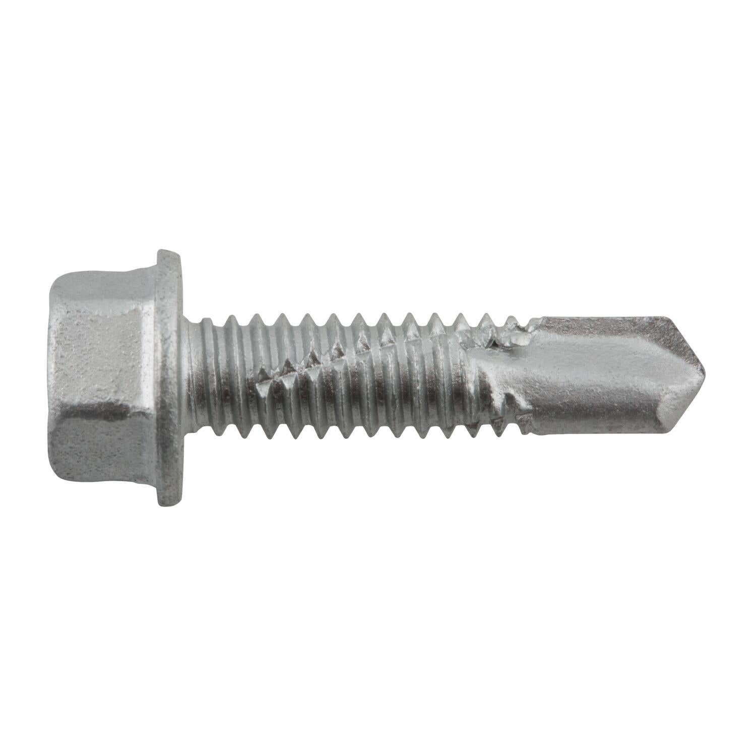 1/4-20 x 1" Bi-Flex 300 Series Bi-Metal Self-Drilling Screws, 3/8 Hex Washer Head, #3 Point, Hardened Steel Tapping Threads and Point, 18-8 Stainless Steel Head and Shank with Stalgard GB Coating