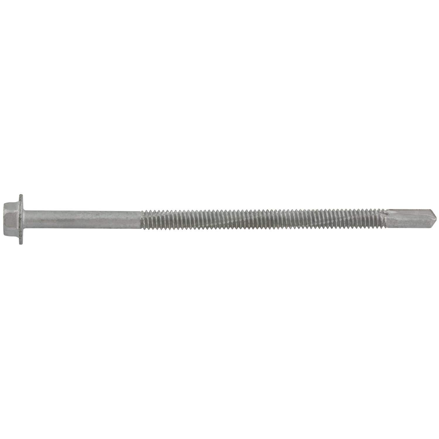 1/4-20 x 5" Drilit Self-Drilling Screws with Extended Drilling Capacity, Hex Washer Head, #5 Point, Case Hardened Carbon Steel with Stalgard Coating