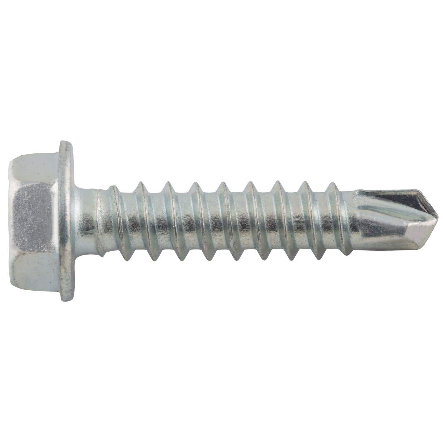 #8-18 x 3/4" Drilit Self-Drilling Screws, 1/4" Hex Washer Head, #2 Point, Case Hardened Carbon Steel with Zinc Finish