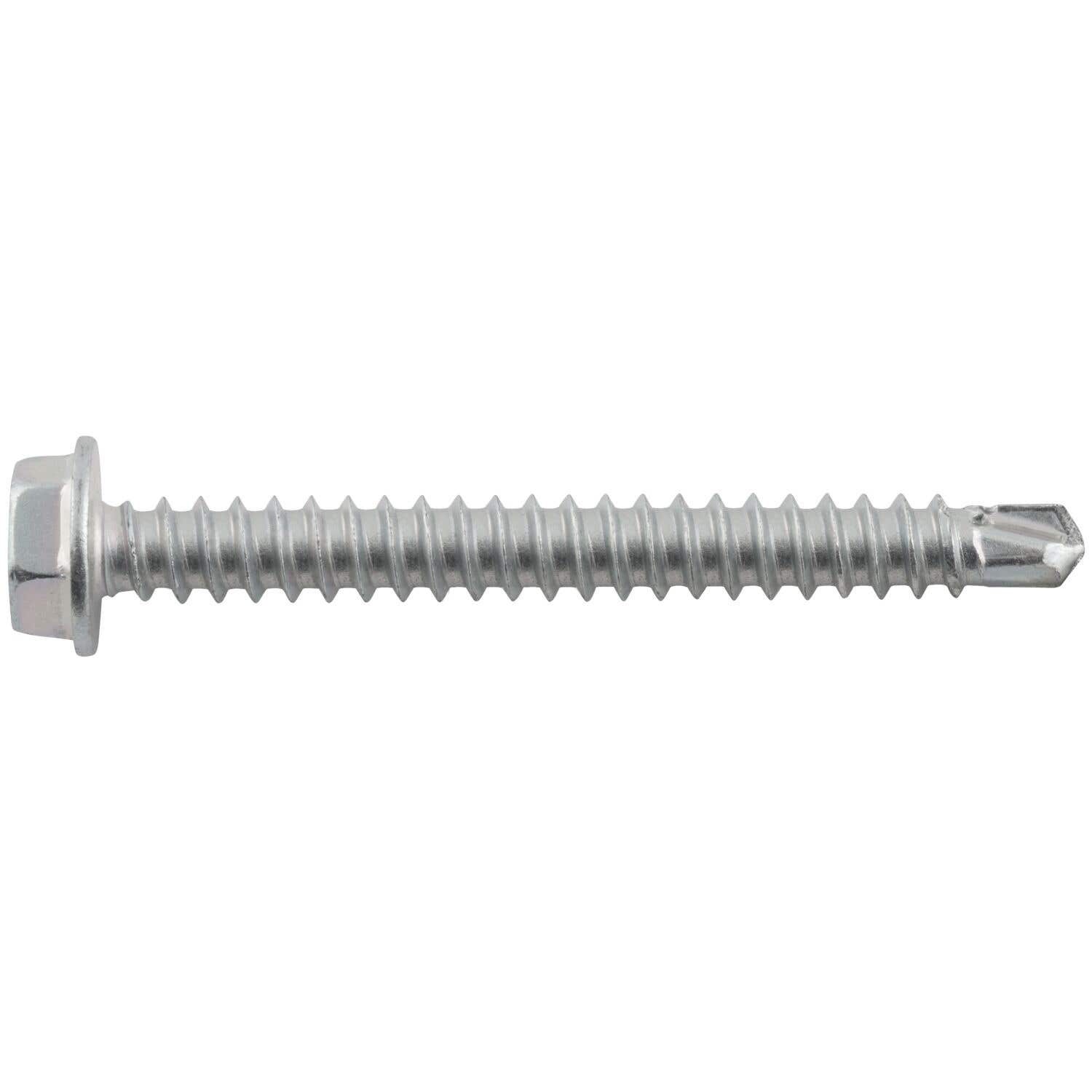 #8-18 x 1-1/2" Drilit Self-Drilling Screws, 1/4" Hex Washer Head, #2 Point, Case Hardened Carbon Steel with Zinc Finish