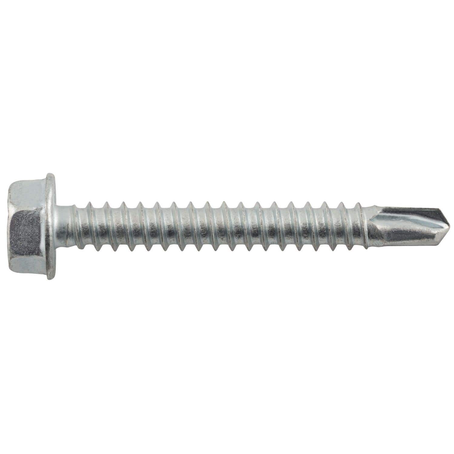 #10-16 x 1-1/2" Drilit Self-Drilling Screws, 5/16" Hex Washer Head, #3 Point, Case Hardened Carbon Steel with Zinc Finish