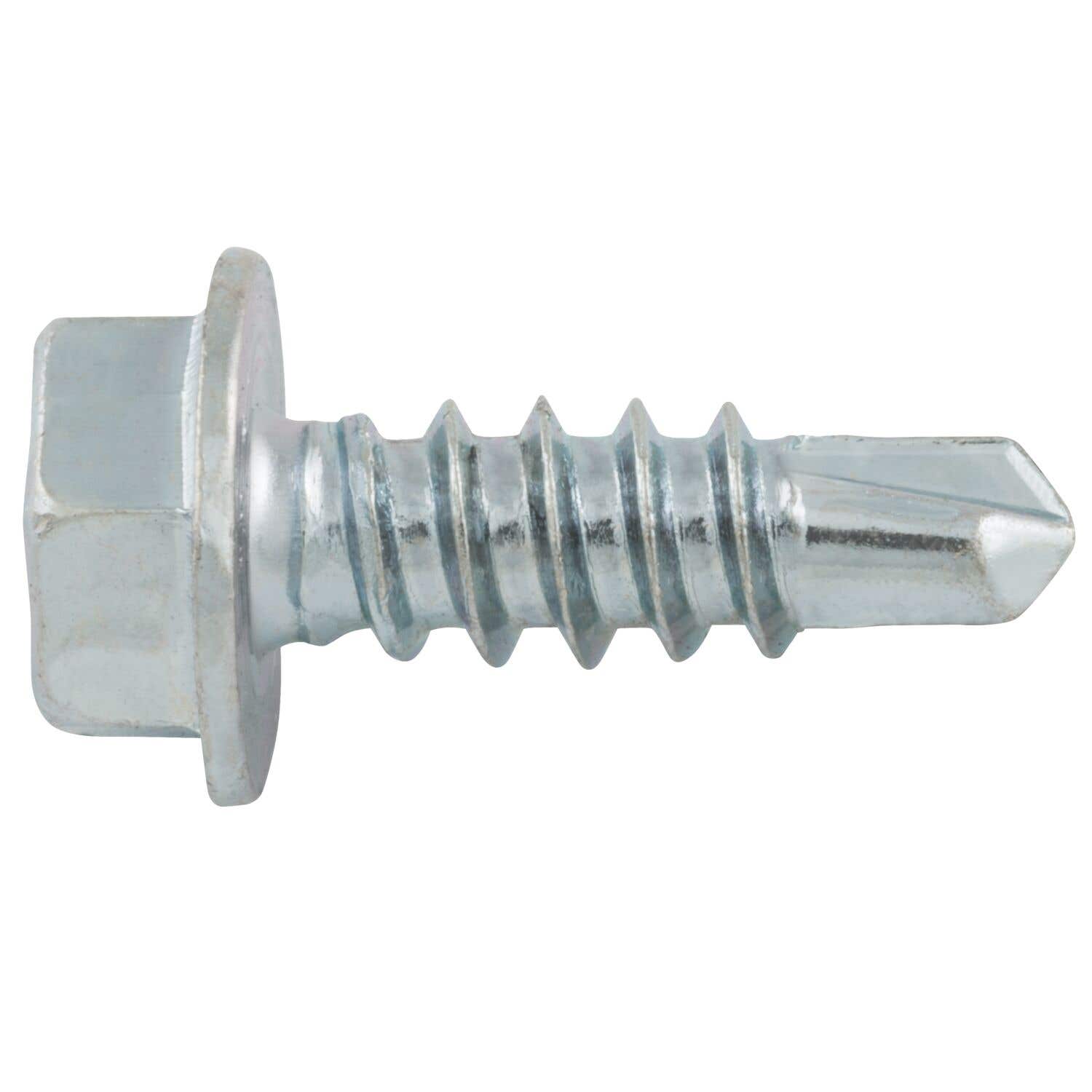 #12-14 x 3/4" Drilit Self-Drilling Screws, 5/16" Hex Washer Head, #3 Point, Case Hardened Carbon Steel with Zinc Finish