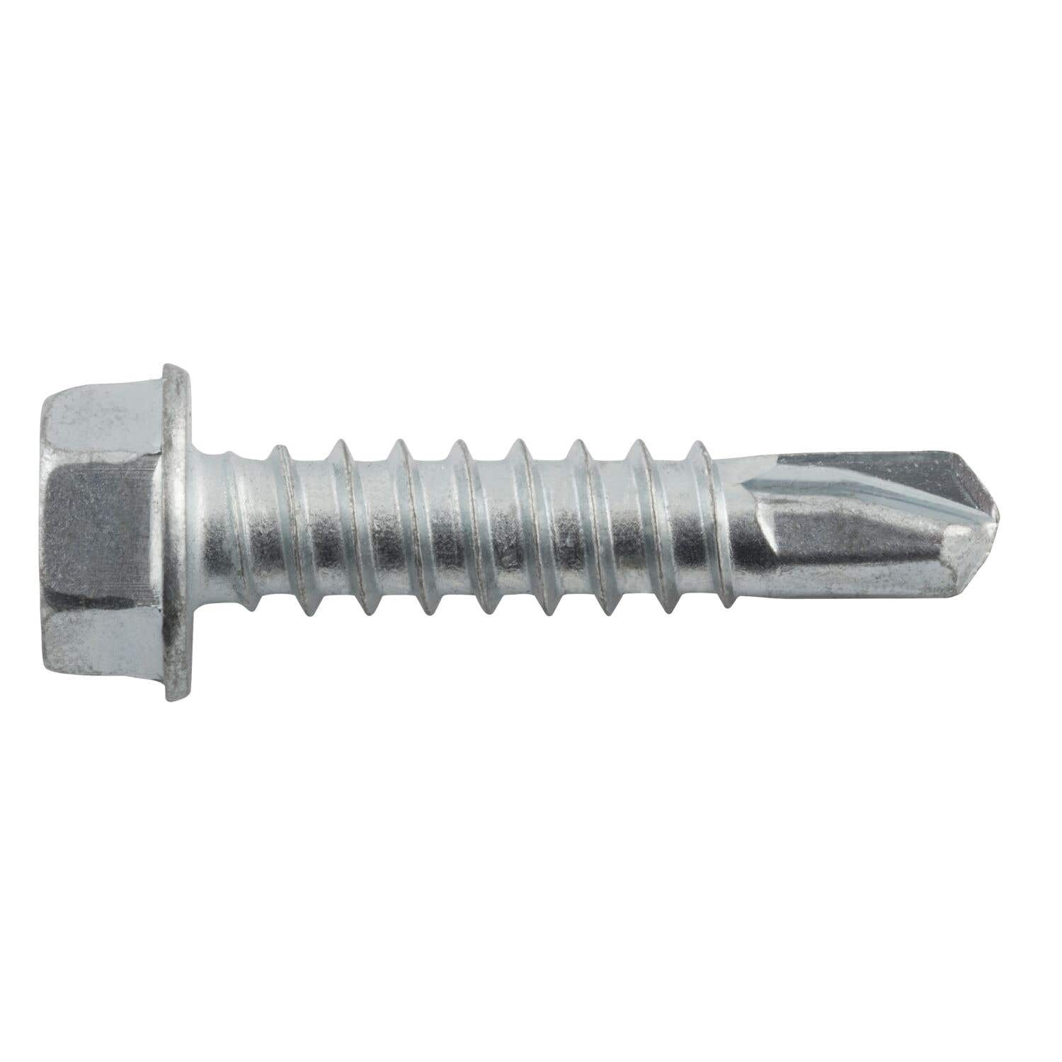 #12-14 x 1" Drilit Self-Drilling Screws, 5/16" Hex Washer Head, #3 Point, Case Hardened Carbon Steel with Zinc Finish