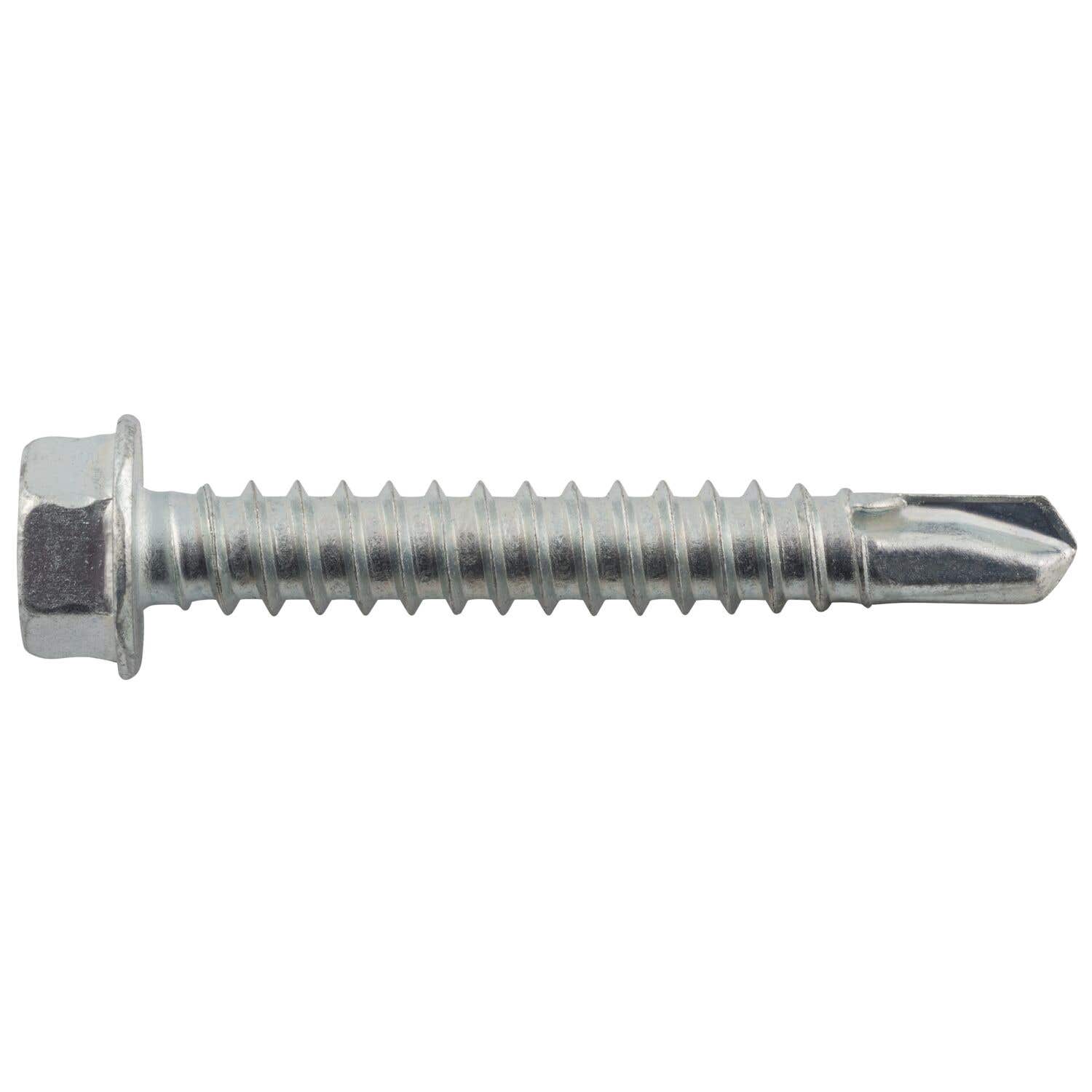 #12-14 x 1-1/2" Drilit Self-Drilling Screws, 5/16" Hex Washer Head, #3 Point, Case Hardened Carbon Steel with Zinc Finish