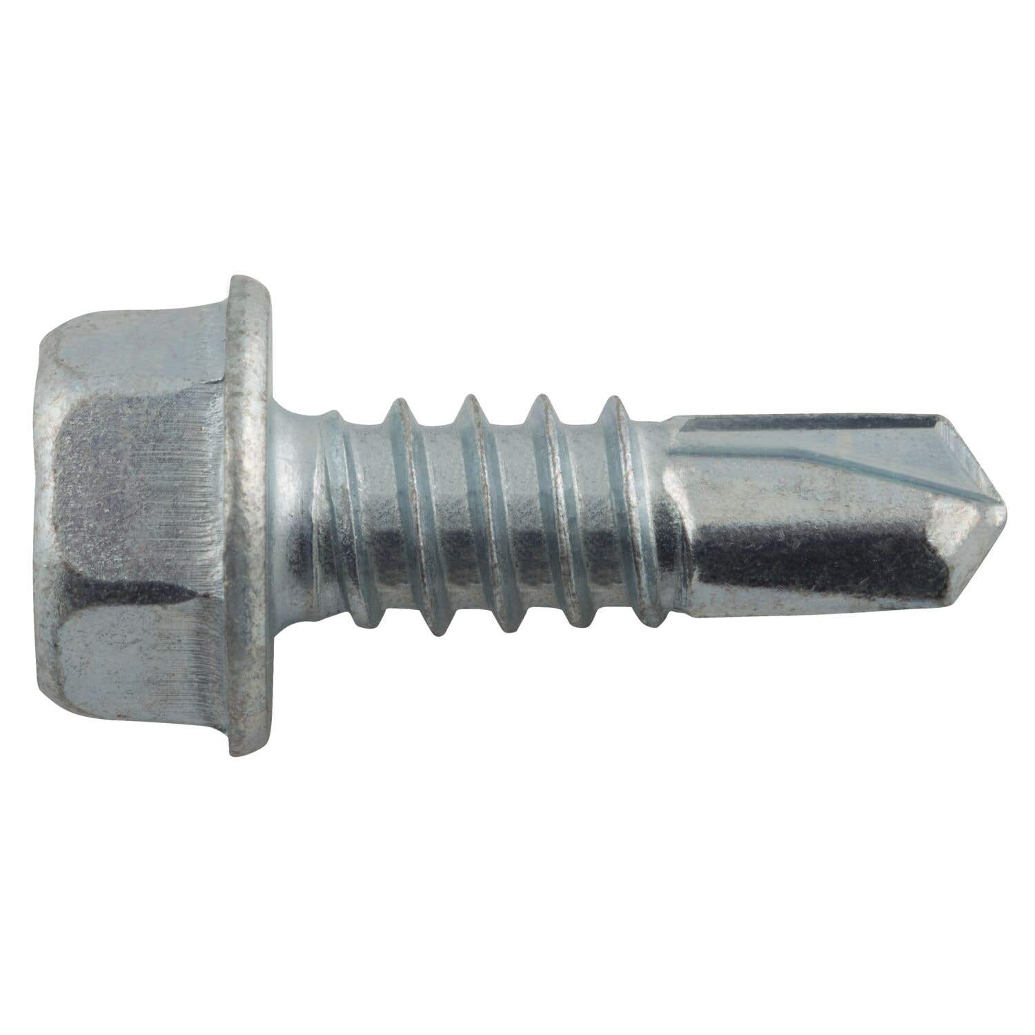 1/4-14 x 3/4" Drilit Self-Drilling Screws, 3/8" Hex Washer Head, #3 Point, Case Hardened Carbon Steel with Zinc Finish