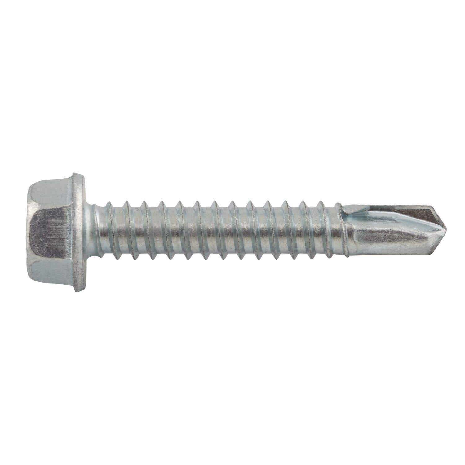 1/4-14 x 1-1/2" Drilit Self-Drilling Screws, 3/8" Hex Washer Head, #3 Point, Case Hardened Carbon Steel in Zinc