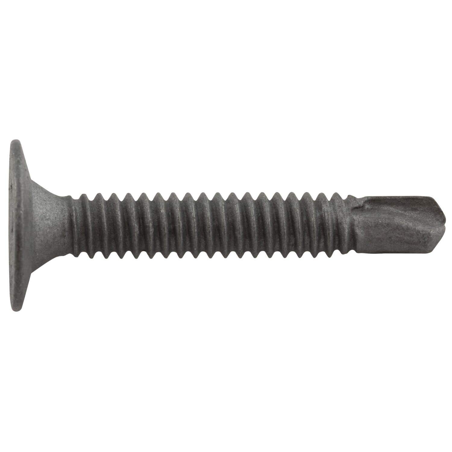 #10-24 x 1-1/4" Drilit Self-Drilling Screws for Wood-to-Metal Applications, Phillips Wafer Head, #3 Point, Case Hardened Carbon Steel with ACQ Gray Stalgard Coating