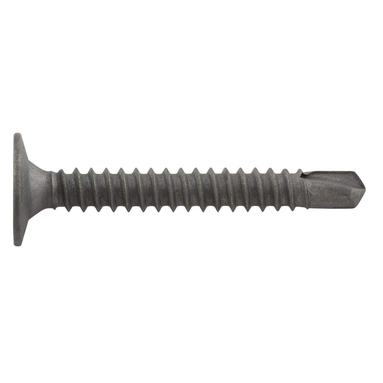 #10-16 x 1-13/16" Drilit Self-Drilling Screws for Wood-to-Metal Applications, Phillips Wafer Head, #3 Point with Pilot, Case Hardened Carbon Steel with ACQ Gray Stalgard Coating