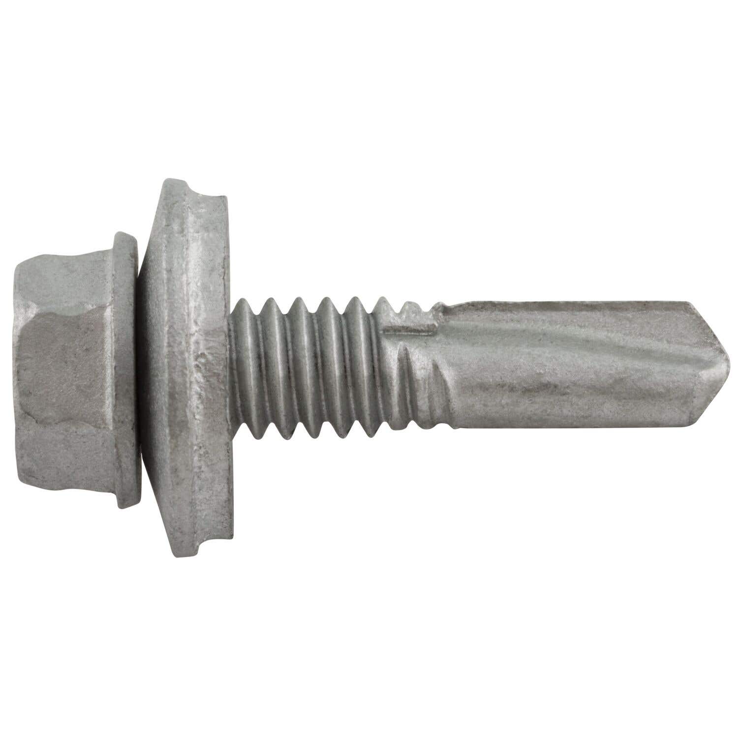 #12-24 x 1-1/4" Drilit Self-Drilling Screws with Extended Drilling Capacity, 5/16" Hex Washer Head with Bonded Sealing Washer, #4.5 Point, Case Hardened Carbon Steel with Stalgard Coating, ICC Code Approved, ESR-3294