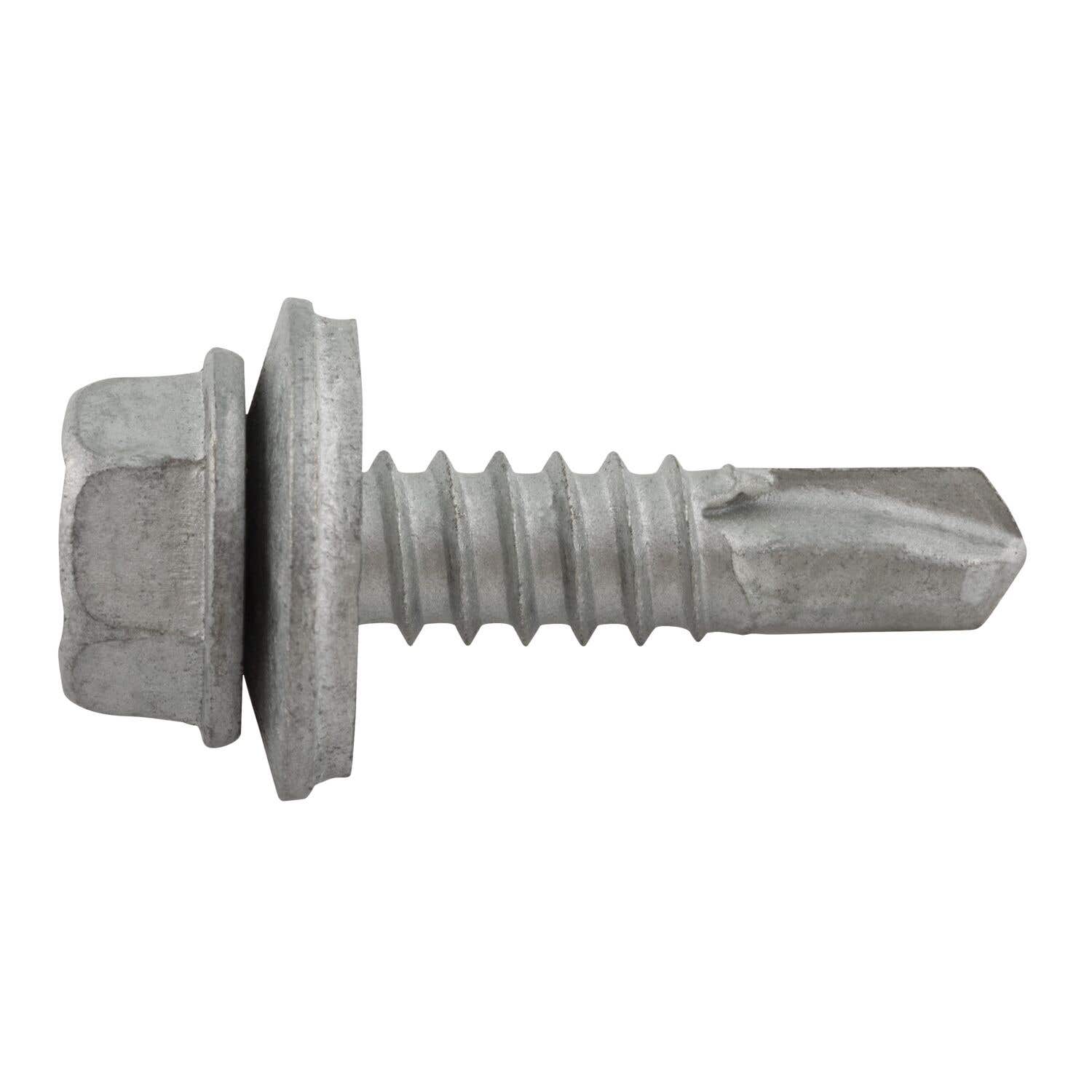 1/4-14 x 1" Drilit Self-Drilling Screws, 3/8" Hex Washer Head with Bonded Sealing Washer, #3 Point, Case Hardened Carbon Steel with Stalgard Coating, ICC Code Approved, ESR-3294
