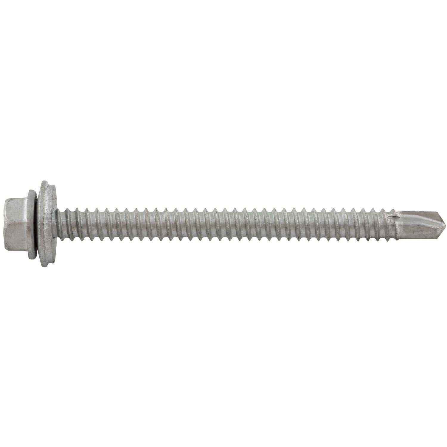 1/4-14 x 3" Drilit Self-Drilling Screws, 3/8" Hex Washer Head with Bonded Sealing Washer, #3 Point, Case Hardened Carbon Steel with Stalgard Coating, ICC Code Approved, ESR-3294