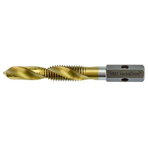 #10-24 VersaDrive® Impacta Drill & Tap Combo, Spiral Flute, 11mm VersaDrive Hex Shank, High-Grade Tool Steel / Titanium Coating
