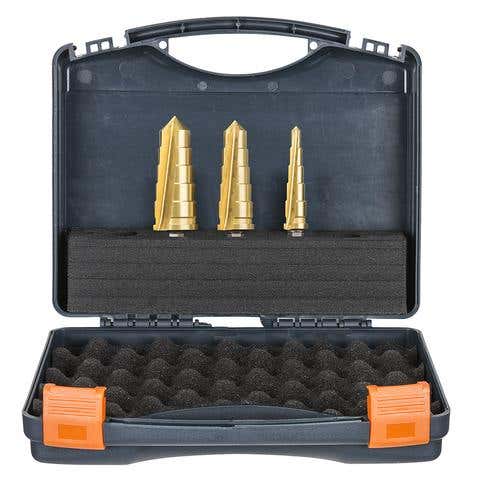 VersaDrive® ImpactaStep Cutter (Impact Ready) - Step Drill Set, 5 Cutting Diameters, 11mm VersaDrive Hex Shank, High-Grade Tool Steel / Titanium Coating