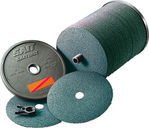 4-1/2" x 7/8" 7S Saitech Ceramic Fiber Discs, 80 Grit, Bulk Pack, United Abrasives 57480
