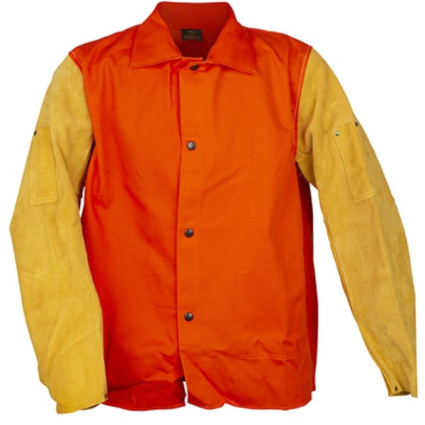 Combination FR Cotton Torso and Leather Sleeves Welding Jacket