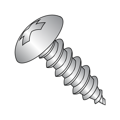 #6-20 x 1 Self-Tapping Screws, Type AB, Phillips Truss Head, Fully Threaded, 18-8 Stainless Steel