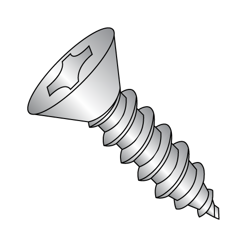 #6-20 x 1 Self-Tapping Screws, Type AB, Phillips Flat Head, Fully Threaded, 18-8 Stainless Steel
