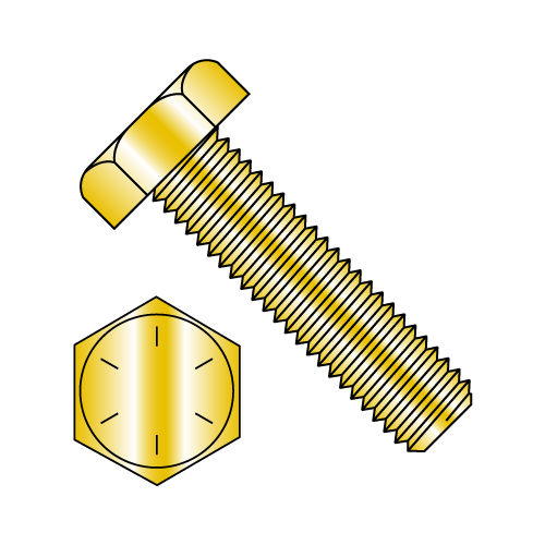 5/16"-18 x 6" Grade 8 Hex Head Tap Bolts, Fully Threaded, Yellow Zinc Plated