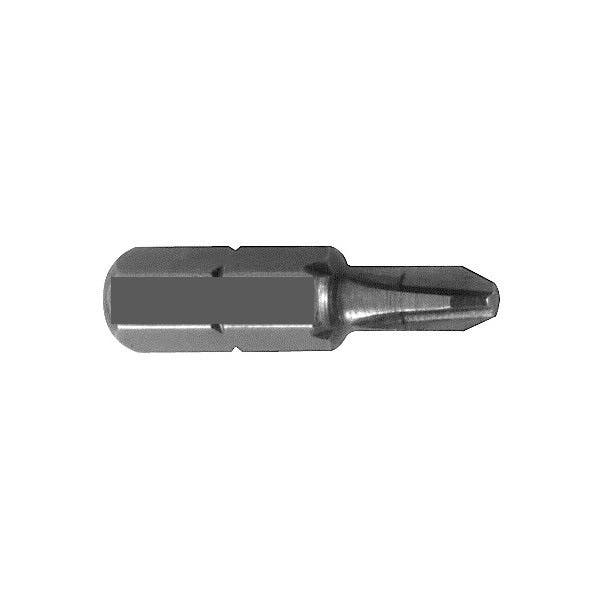 #2 Point, Phillips 1/4" Hex Insert Bit. Limited Clearance. Overall Length: 1"