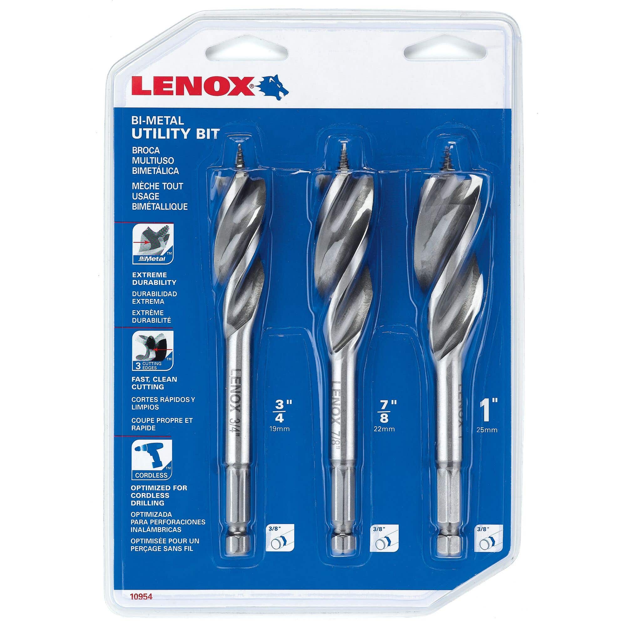 Lenox Bi-Metal Utility Bit Kit, 3-Piece, 10954300S