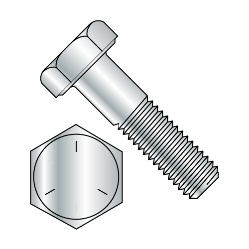 5/16"-18 x 4" Grade 5 Hex Head Cap Screws, Coarse Thread, Steel, Zinc Plated