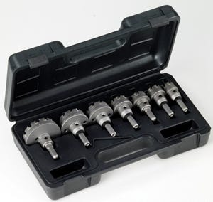Champion CT5 7 Piece Electrical Conduit Carbide Tipped Hole Cutter Set: 7/8", 1-1/8", 1-7/32", 1-3/8", 1-3/4", 2" & 2-1/2" in Plastic Case