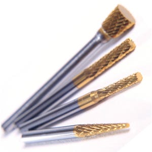 SB43 Cylinder Shape Carbide Bur, 1/8" Cutter Diameter, 9/16" Length of Cut, End Cut Only Titanium Nitride Coated, Champion SB43