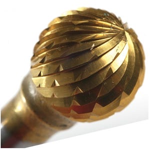 Champion SD2 Ball Shaped Carbide Bur for Contouring / Hole Deburring / Milling, 5/16" Cutting Diameter, 1/4" Length of Cut, Double Cut Titanium Nitride Coated