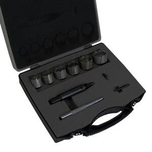 Champion SMC 12 Piece Sheet Metal Cutter Set, Includes: 13/16" - 1-1/2" Sheet Metal Cutters, Arbor, Pilot Pin, (1) Hex Washer, (1) Center Punch, and (2) Hex Keys