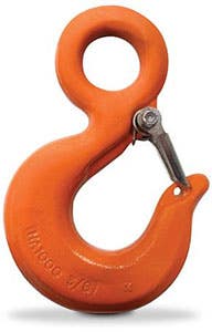 1/2" Rigging Hook with Latch - Eye Hook, Rated Load: 15,000 lbs, Dual Rated For Use: HA800 or HA1000, Columbus McKinnon M7507A, Made in USA - 1/EA