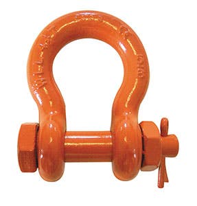 1" Alloy Anchor Shackle - Bolt & Nut Cotter, Rated Load: 12.5 Tons, Powder Coated, Columbus McKinnon M854AP, Made in USA - 1/EA