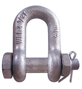 1/4" Carbon Chain Shackle - Bolt & Nut Cotter, Rated Load: 1/2 Ton, Galvanized, Columbus McKinnon MC946G, Made in USA - 1/EA