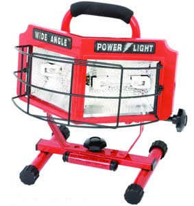 Coleman Cable L5200 Twin Head Halogen Portable Worklight, 8000 Total Lumens, 500 Watt, 160 Degree Wide Angle Light Beam per Head, Indoor/Outdoor Use, 18/3 Grounded 5 ft. Cord, Red
