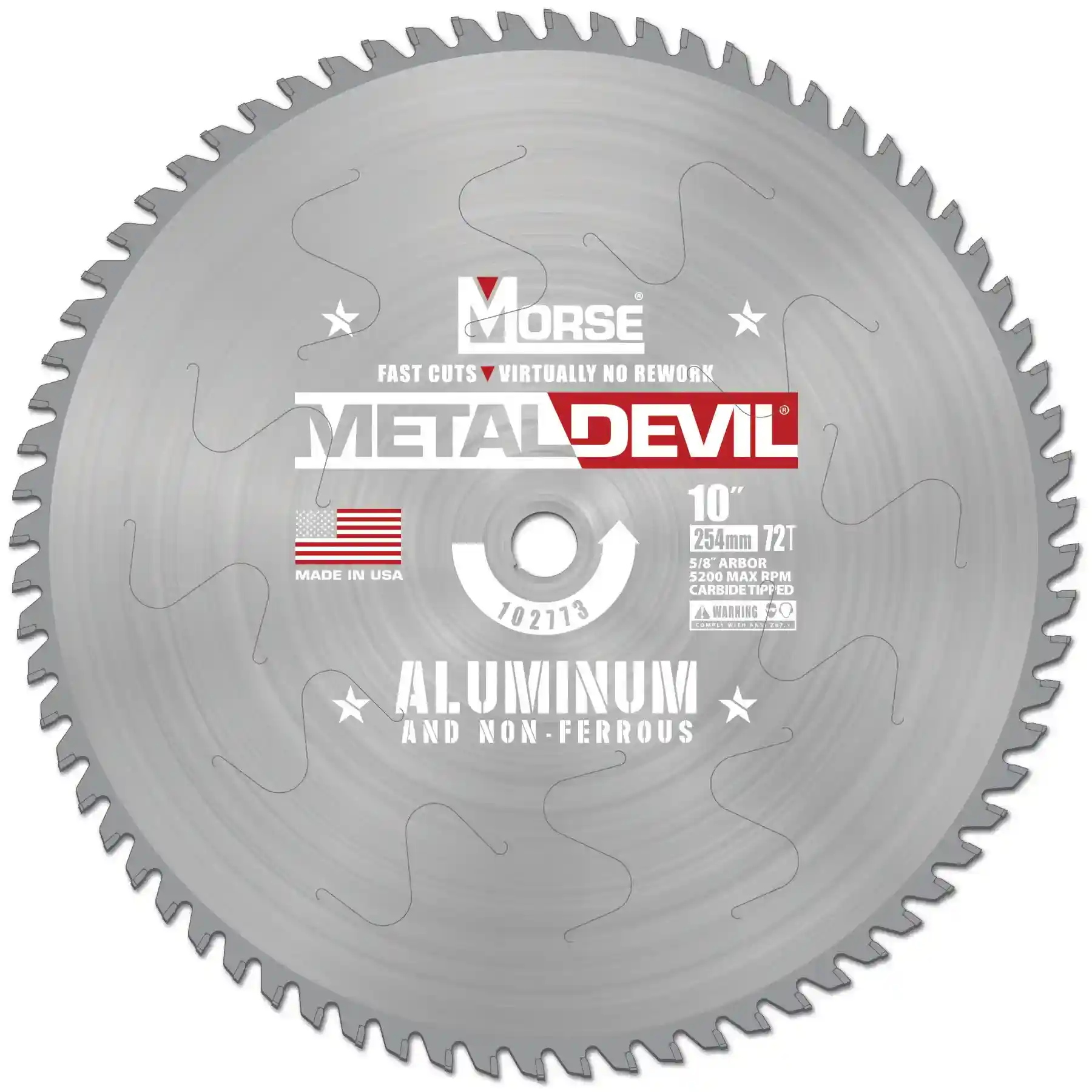 10" 72 TPI, Metal Devil Blade with 5/8" Arbor for Non Ferrous Applications