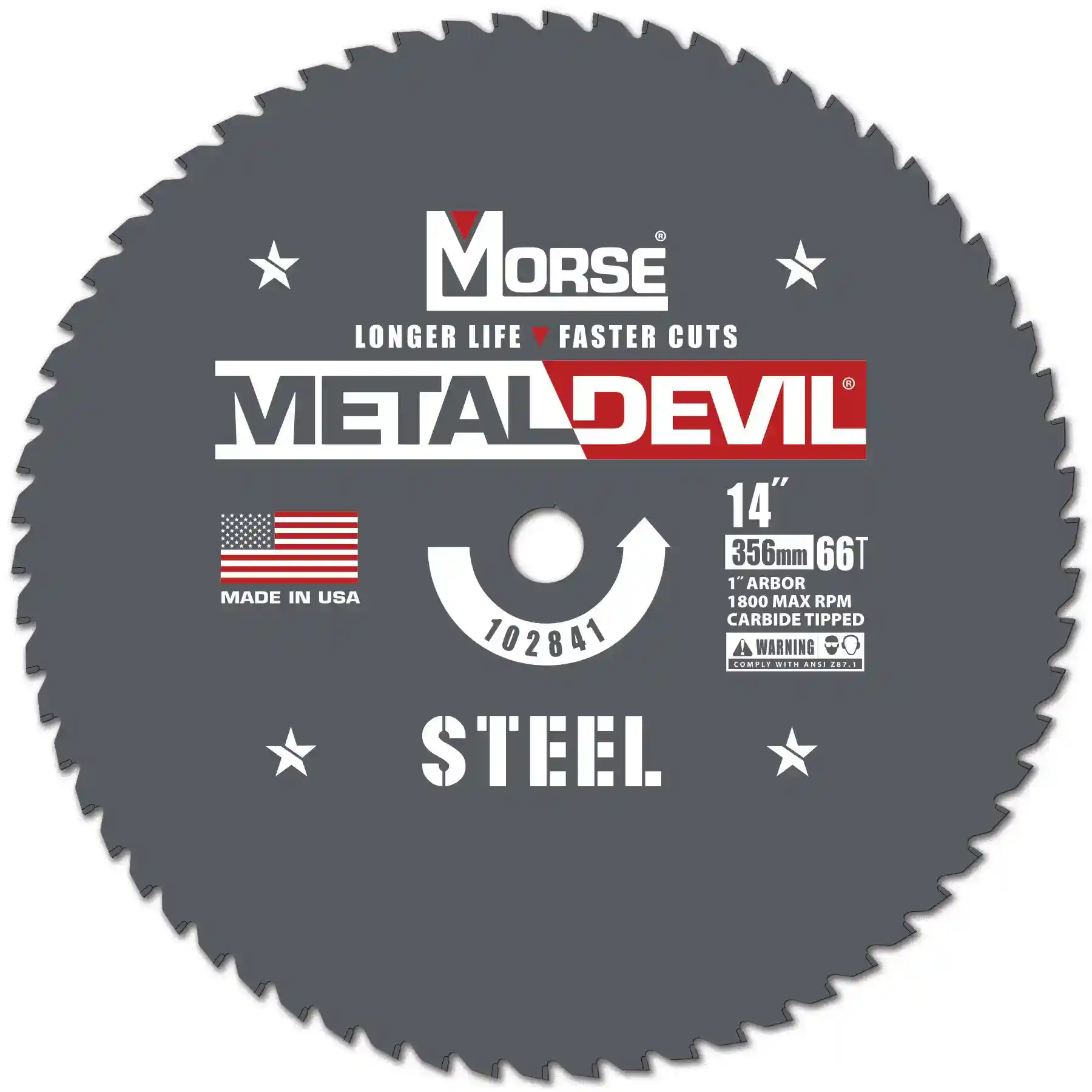 14" 66 TPI, Metal Devil Blade with 1" Arbor for Steel Applications