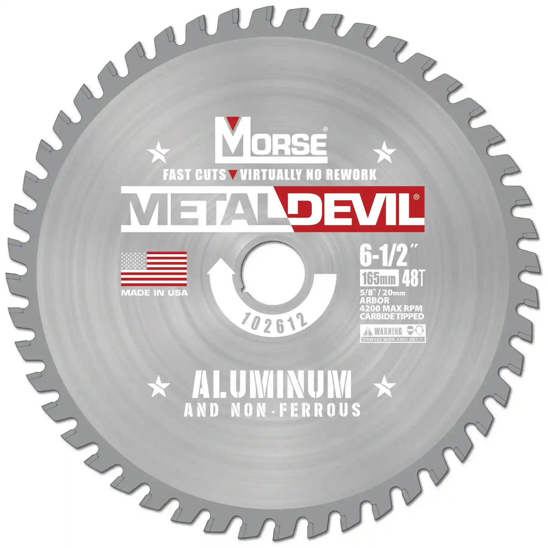 6-1/2" 20mm-5/8 Arbor Metal Devil Blade for Aluminum and Non Ferrous Applications